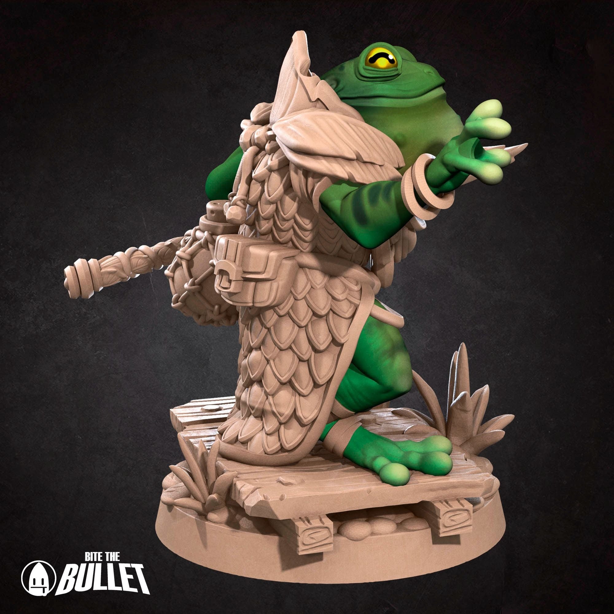 Frogfolk Monk - Grove Haven - 3d Printed Miniature sculpted by Bite the Bullet