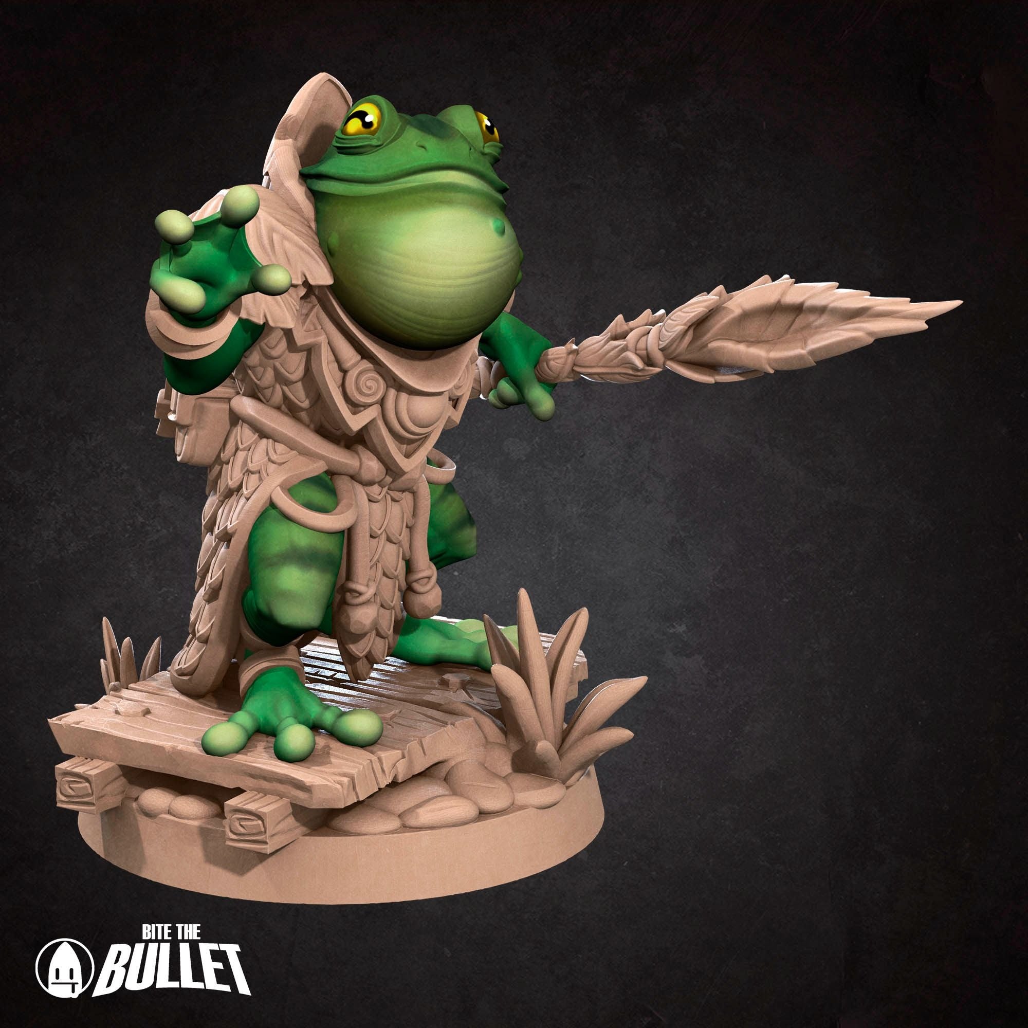 Frogfolk Monk - Grove Haven - 3d Printed Miniature sculpted by Bite the Bullet