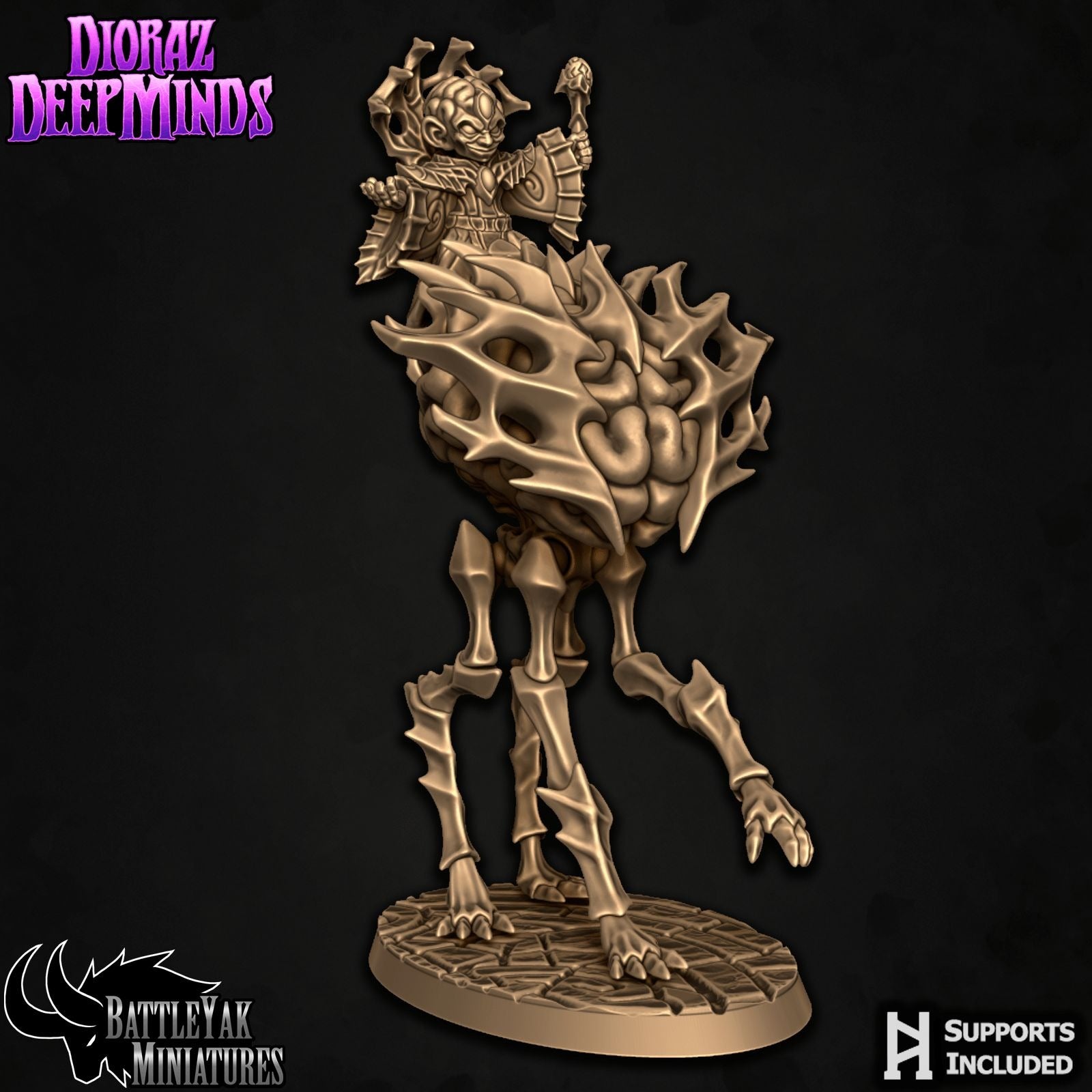 Brainbeast Riders - Dioraz Deepminds - 3d Printed Miniature Sculpted by Battle Yak Miniatures