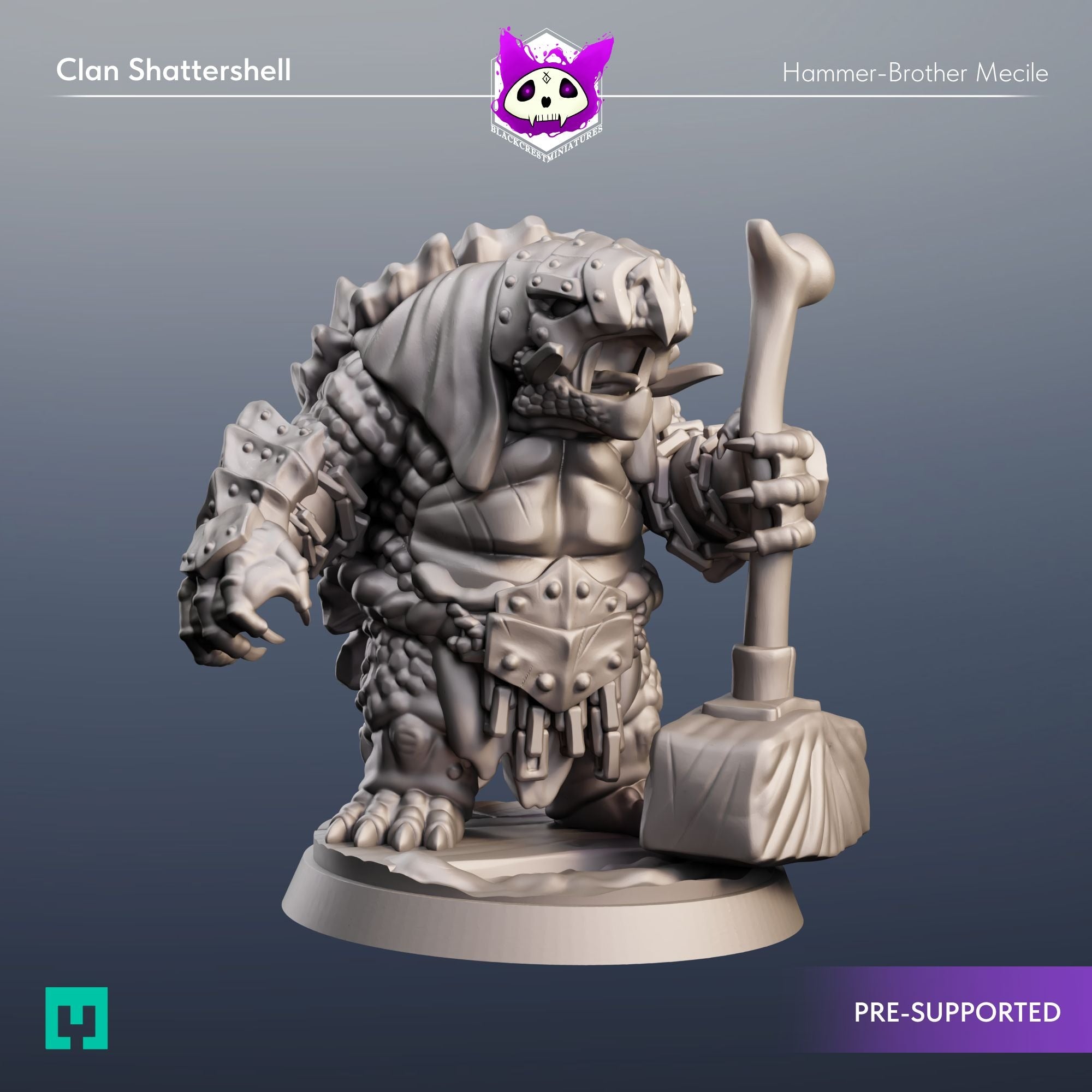 Clan Shattershell, Dragon-Tortle Adventurers - 3d Printed Miniature by Blackcrest Miniatures