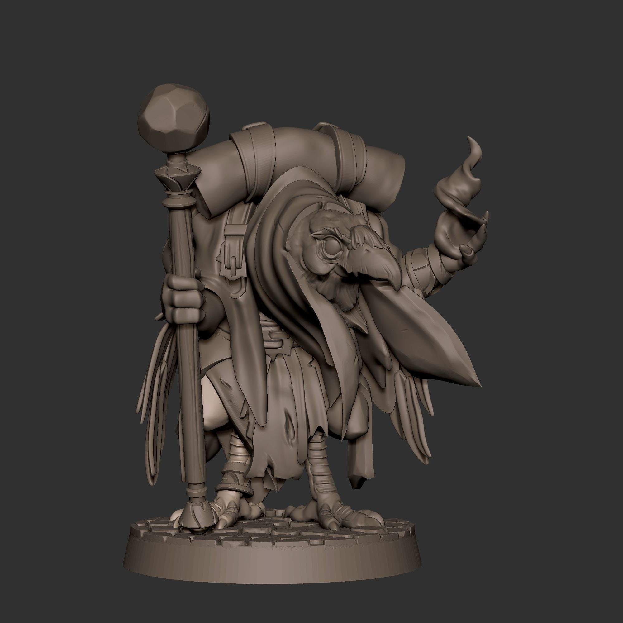 Crowfolk Warlock - Grove Haven - 3d Printed Miniature sculpted by Bite the Bullet