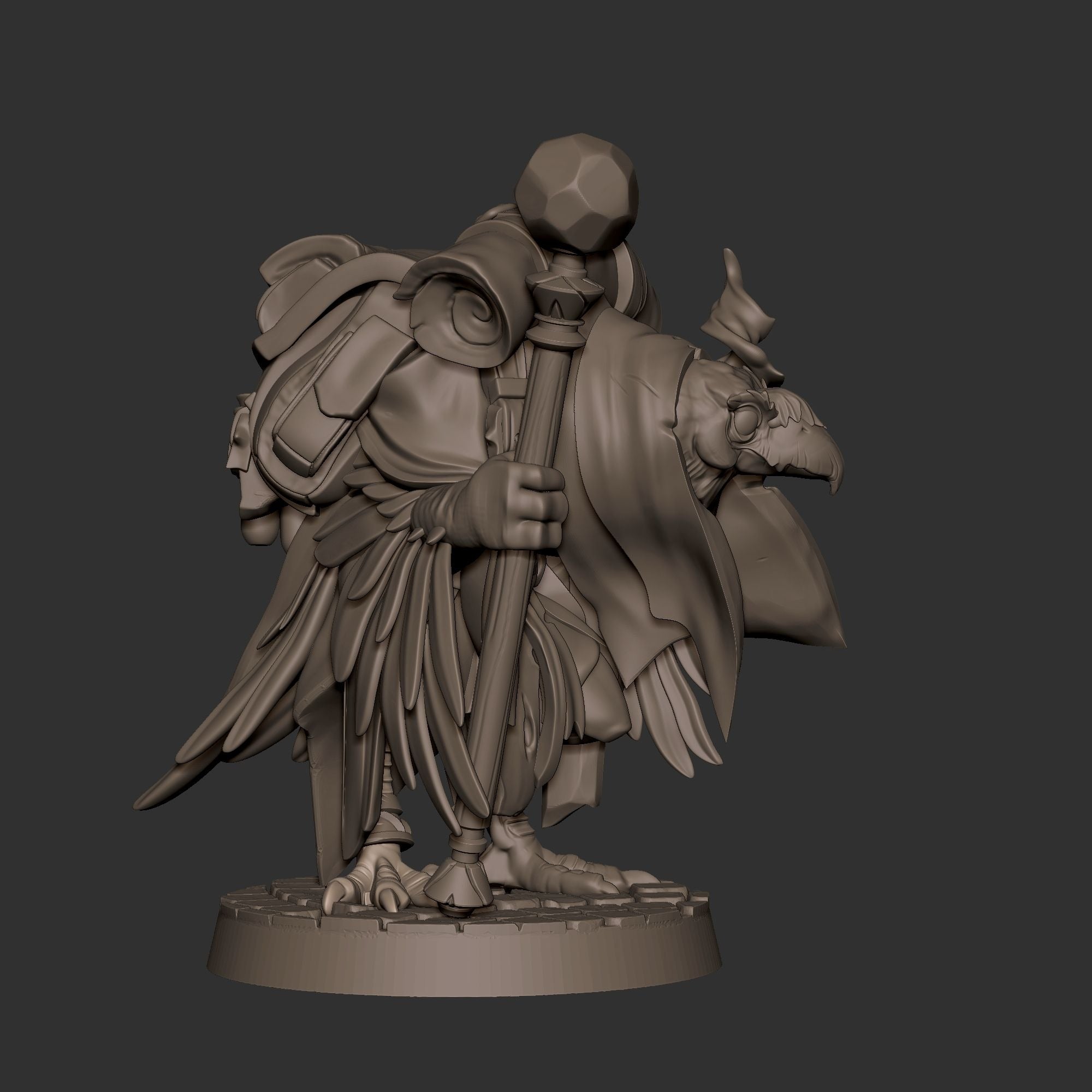 Crowfolk Warlock - Grove Haven - 3d Printed Miniature sculpted by Bite the Bullet