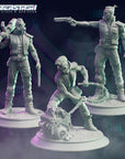 Cyberpunk Biker Gang, Redbelly Bikers - 3d Printed Miniature Sculpted by Cyberstash