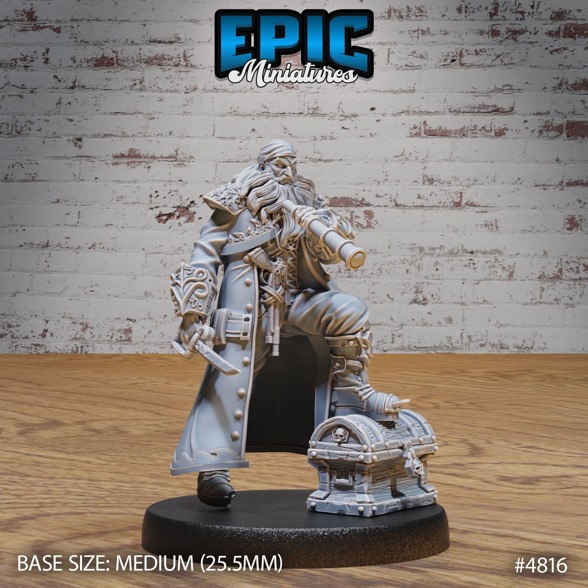 Pirate Captain Barbarossa - 3d Printed Miniature Sculpted by Epic Miniatures