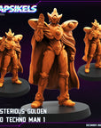 Mysterious Golden Bio Techno Man - 3d Printed Miniature Sculpted by Papsikels Miniatures