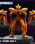 Mysterious Golden Bio Techno Man - 3d Printed Miniature Sculpted by Papsikels Miniatures