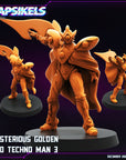 Mysterious Golden Bio Techno Man - 3d Printed Miniature Sculpted by Papsikels Miniatures