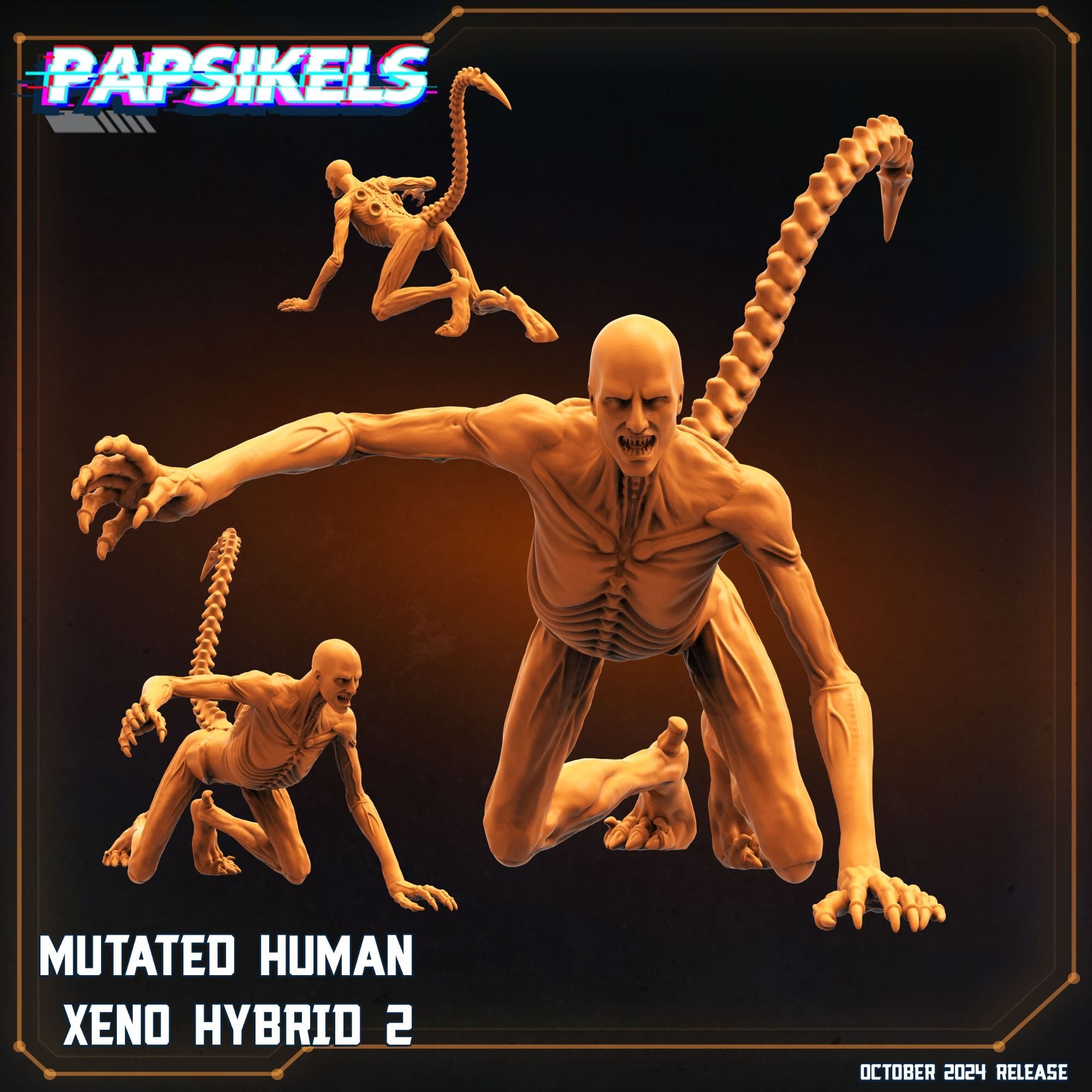 Mutated Human Xeno Hybrid - 3d Printed Miniature Sculpted by