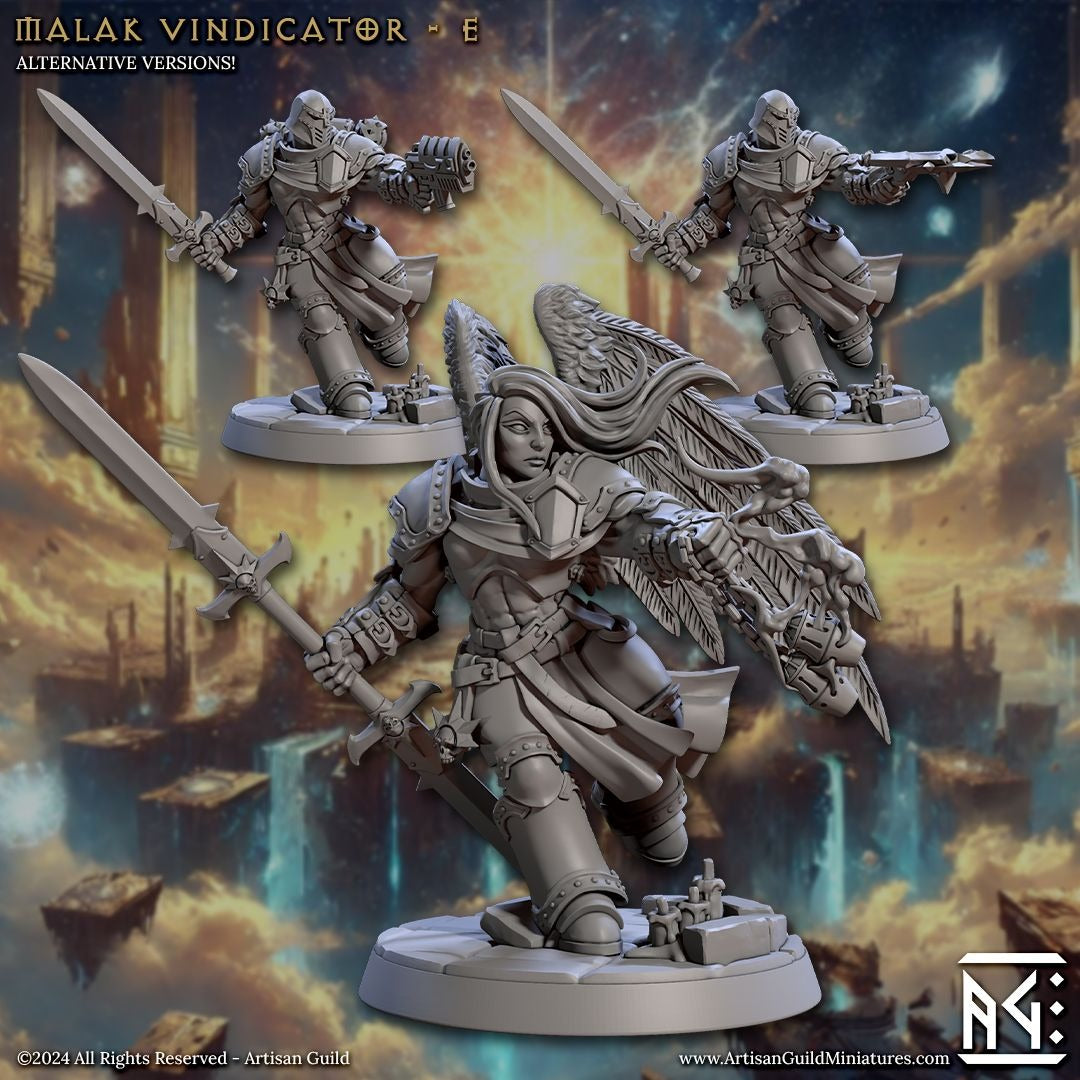 Malak Vindicator - Wrath of the Malakim - 3d Printed Miniature sculpted by Artisan Guild