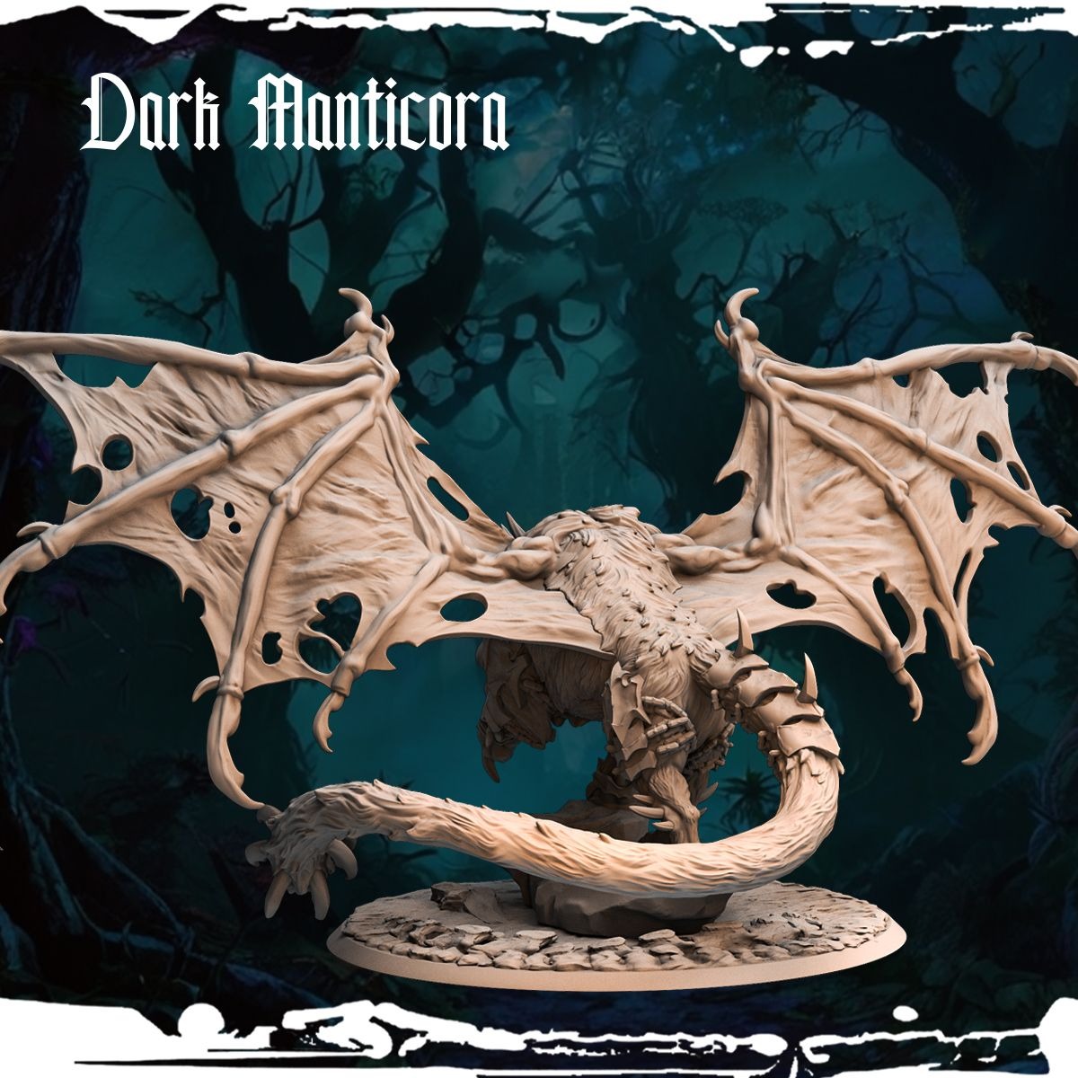 Dark Manticore - Army of Darkness: Dark Elves - 3d Printed Miniature Sculpted by Monolith Arts