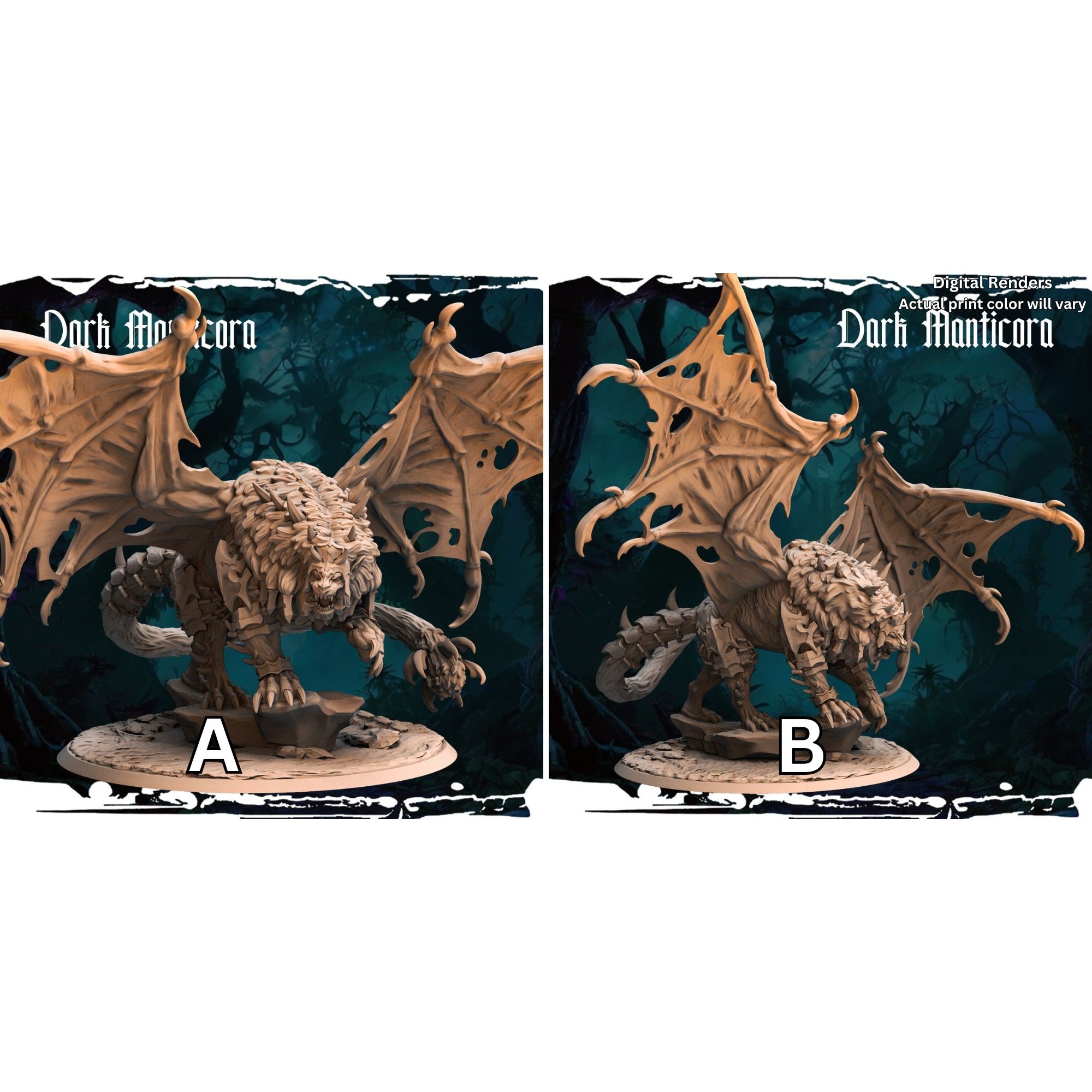 Dark Manticore - Army of Darkness: Dark Elves - 3d Printed Miniature Sculpted by Monolith Arts
