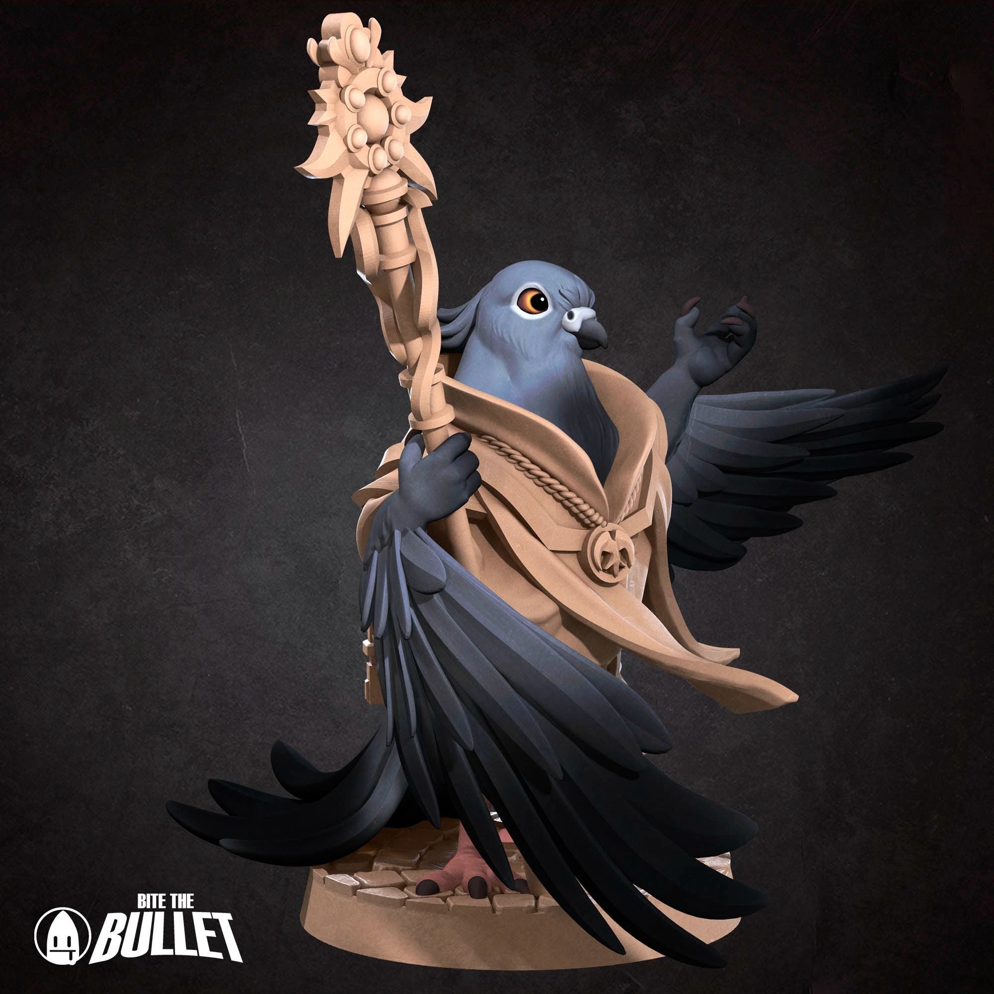 Pidgeonfolk Cleric - Grove Haven - 3d Printed Miniature sculpted by Bite the Bullet