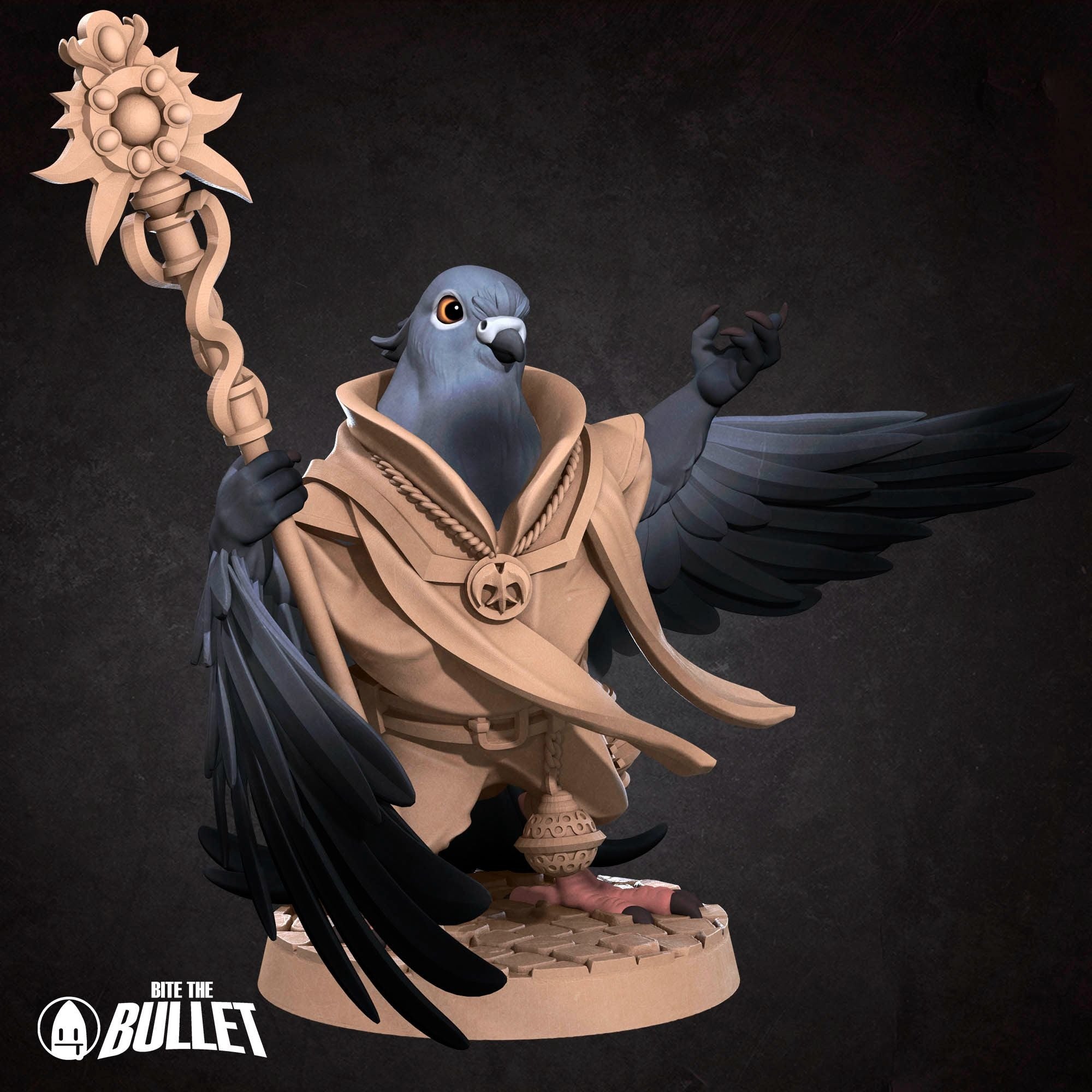 Pidgeonfolk Cleric - Grove Haven - 3d Printed Miniature sculpted by Bite the Bullet