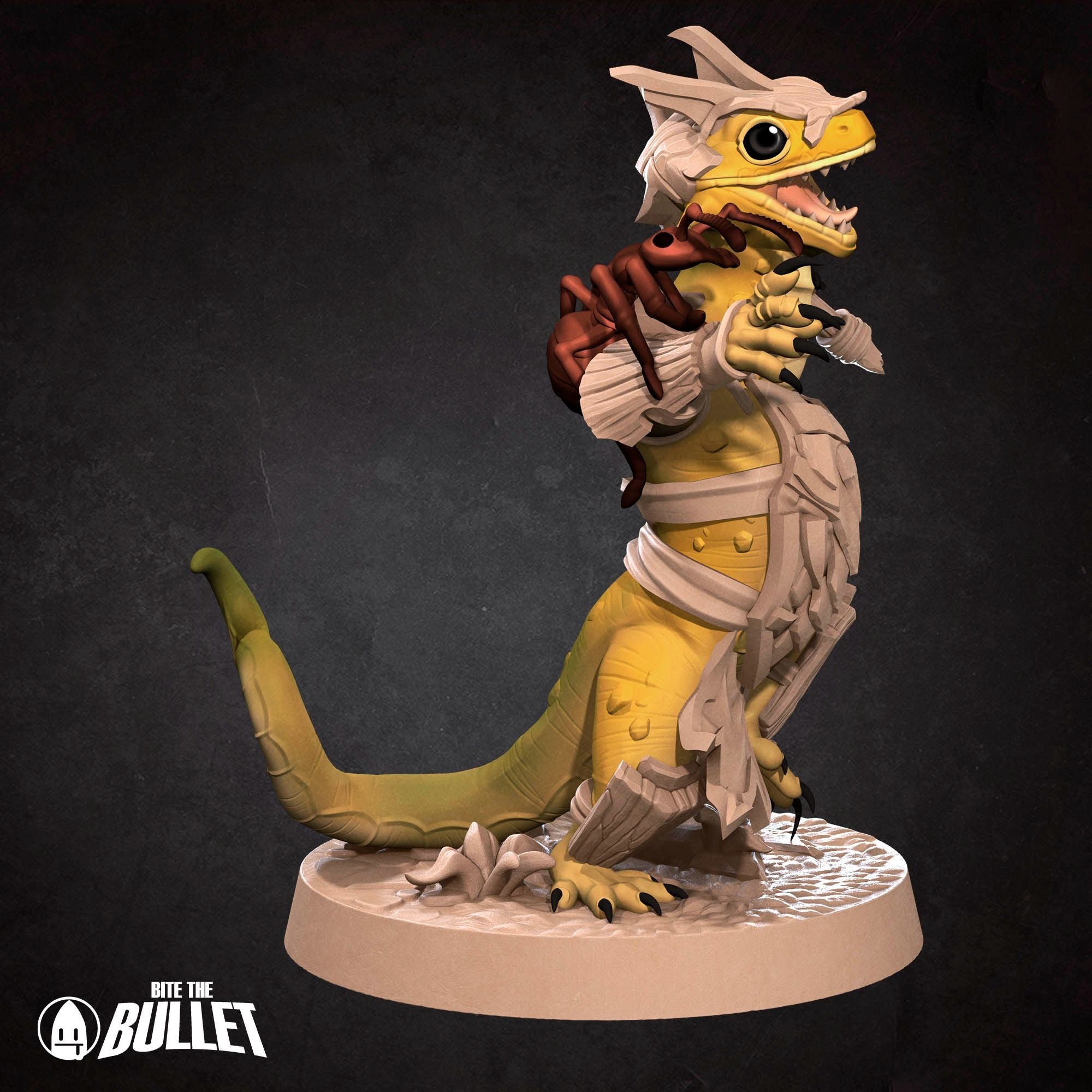 Lizardfolk Barbarian - Grove Haven - 3d Printed Miniature sculpted by Bite the Bullet