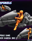 Capsule Gang Bikers - 3d Printed Miniature Sculpted by Papsikels Miniatures