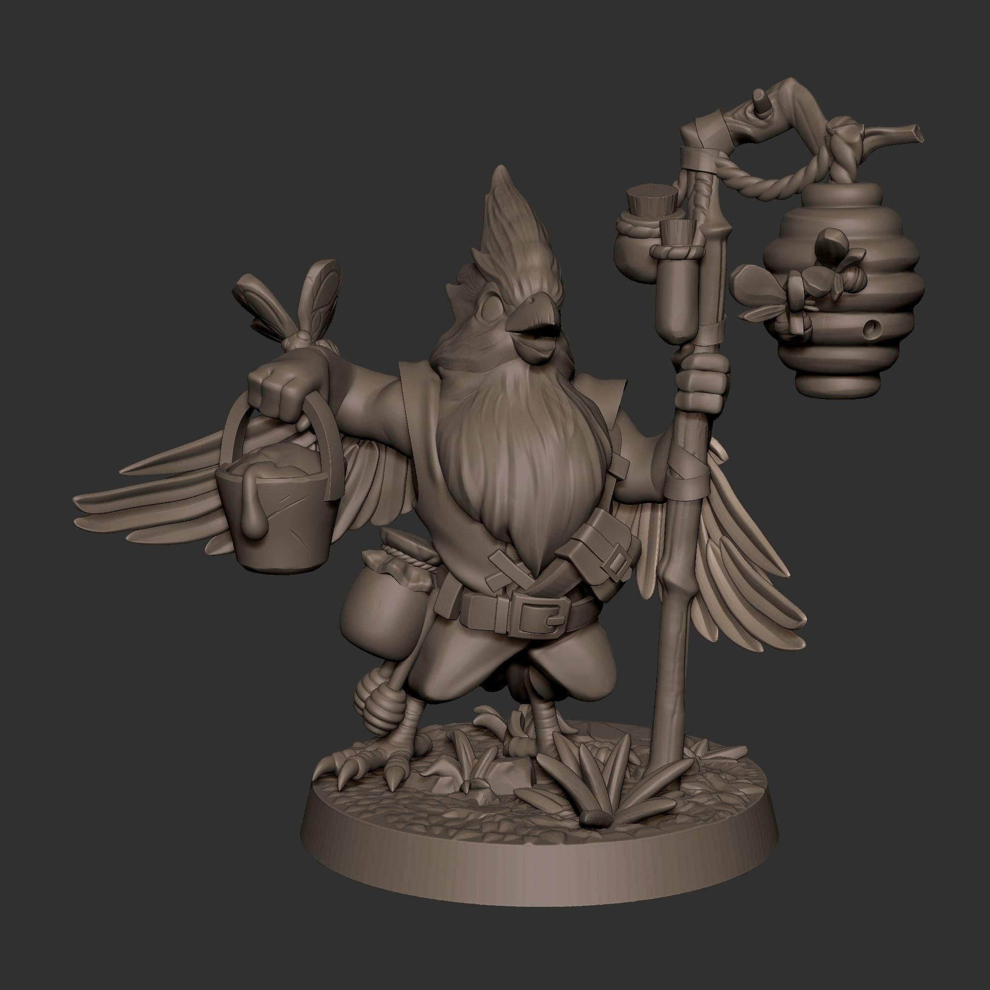 Birdfolk Forestkeeper - Grove Haven - 3d Printed Miniature sculpted by Bite the Bullet