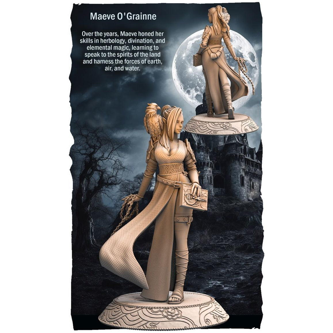 Maeve O&#39;Grainne, Celtic Witch - Forgotten Characters - 3d Printed Miniature Sculpted by RN Estudio