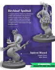 Birchleaf Spelltail, Squirrel Wizard - Brambleheart - 3d Printed Miniature by sculpted by Kraken Games Lab