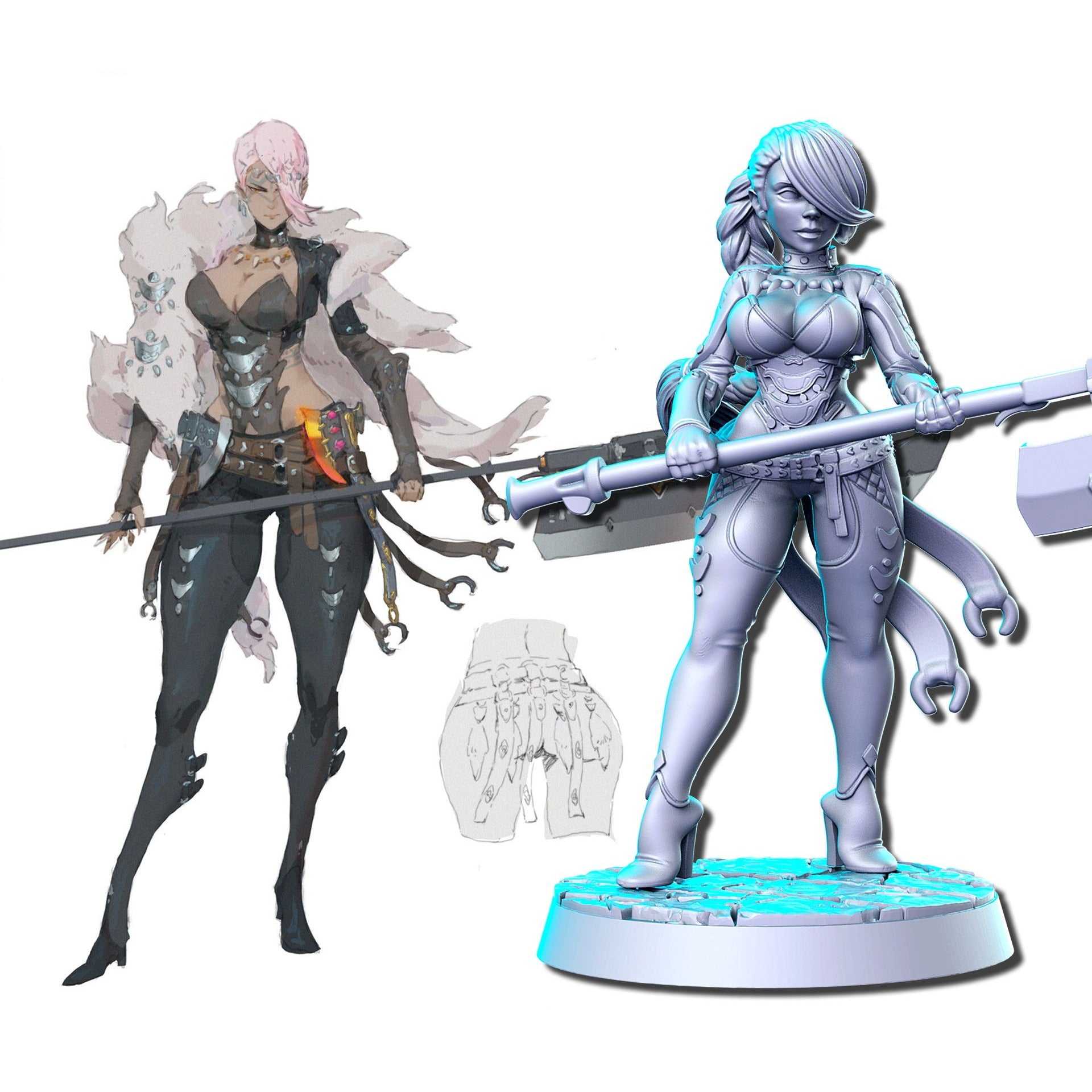 Astrid Windbreaker - Neokingdoms - 3d Printed Miniature Sculpted by RN Estudio