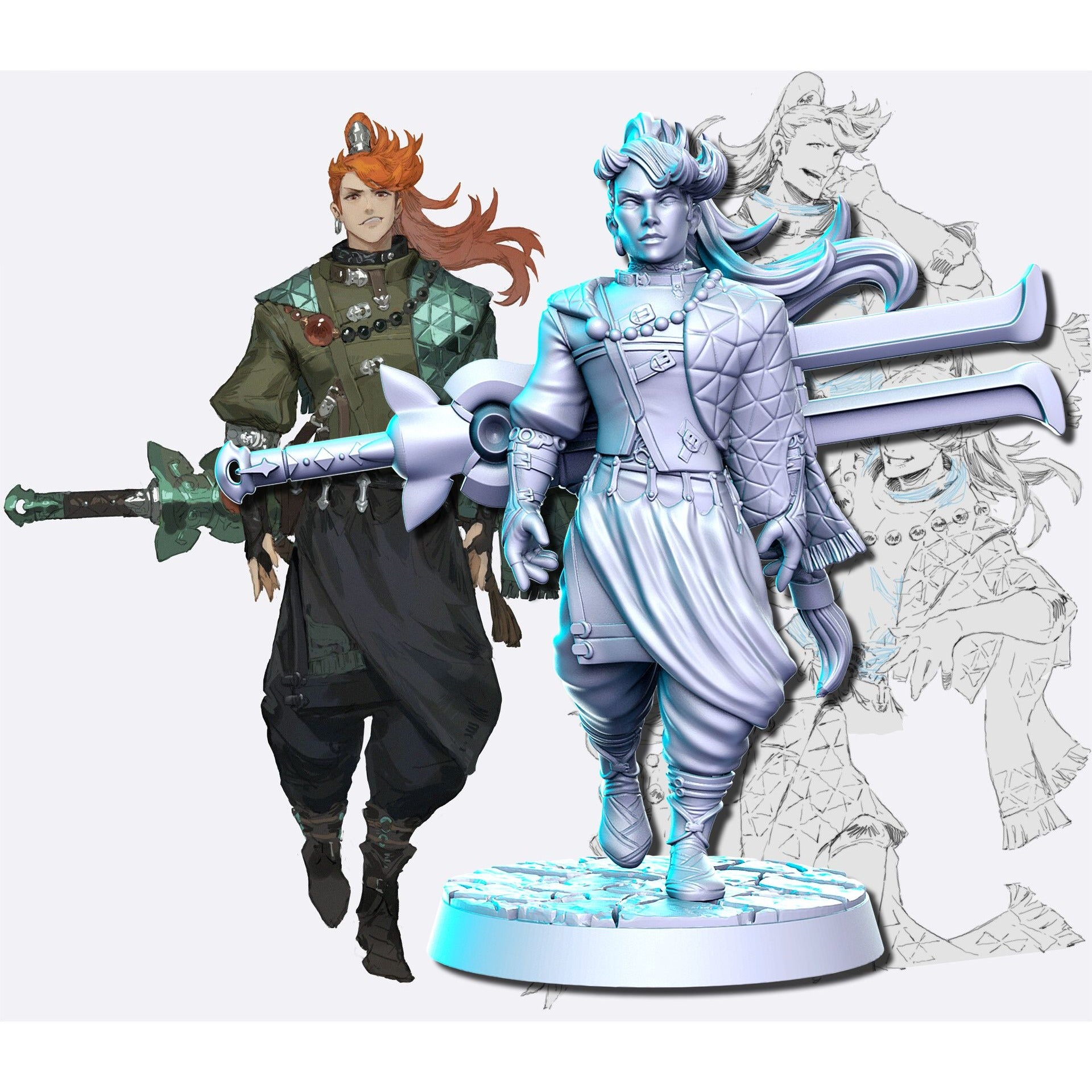 Marcus Ronin - Neokingdoms - 3d Printed Miniature Sculpted by RN Estudio