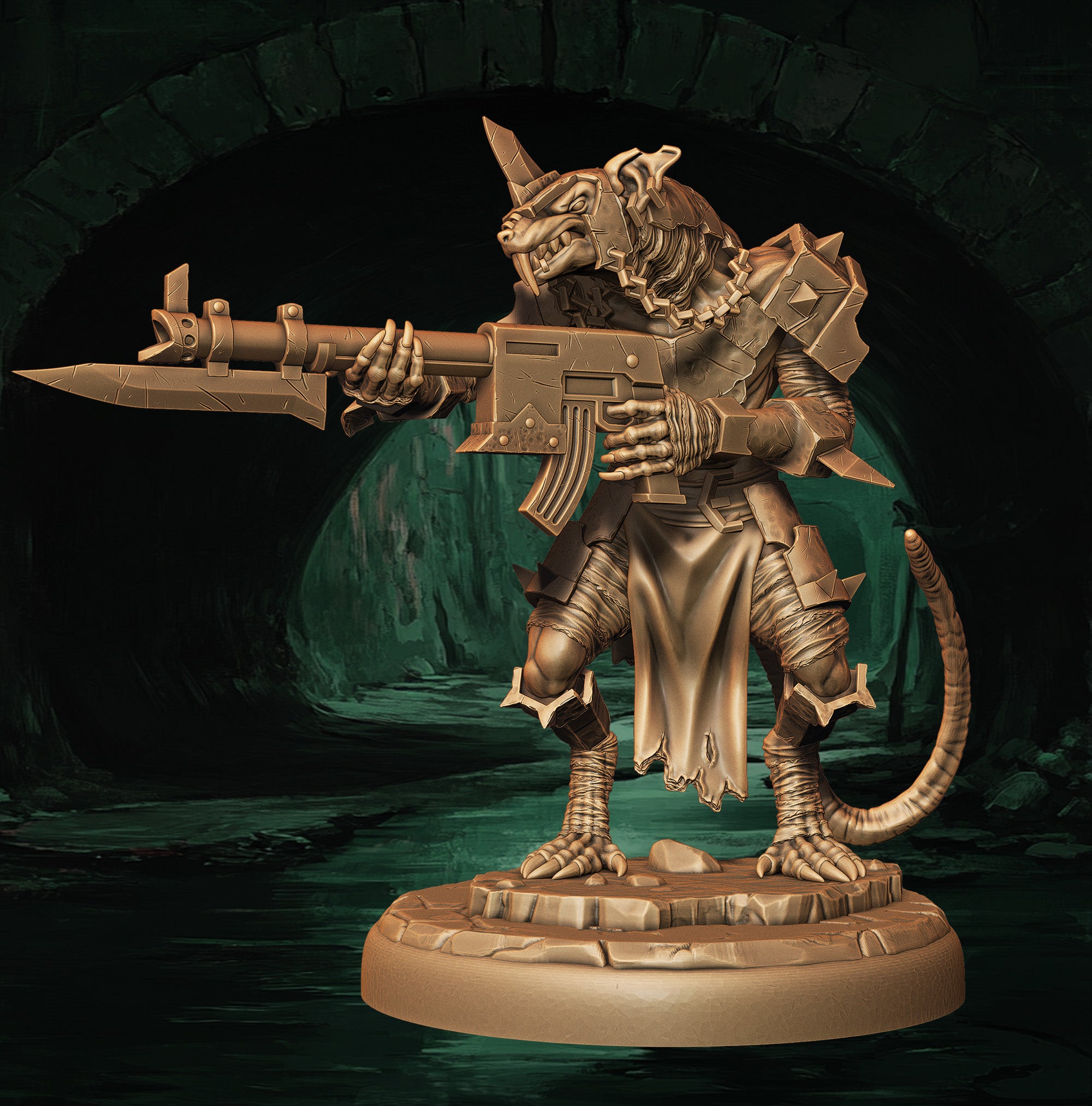 a statue of a man with a gun in his hand