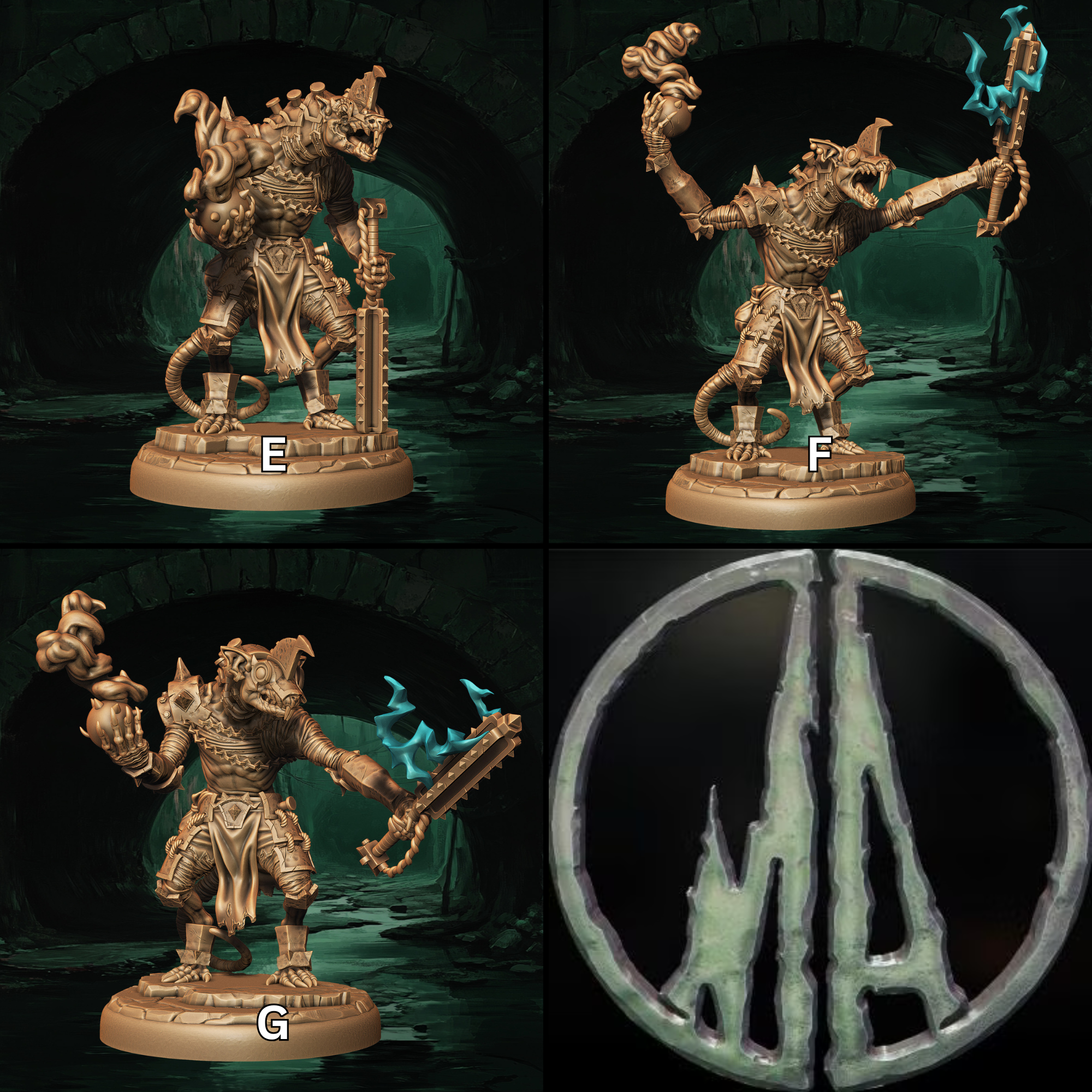 a set of three pictures of a statue of a demon
