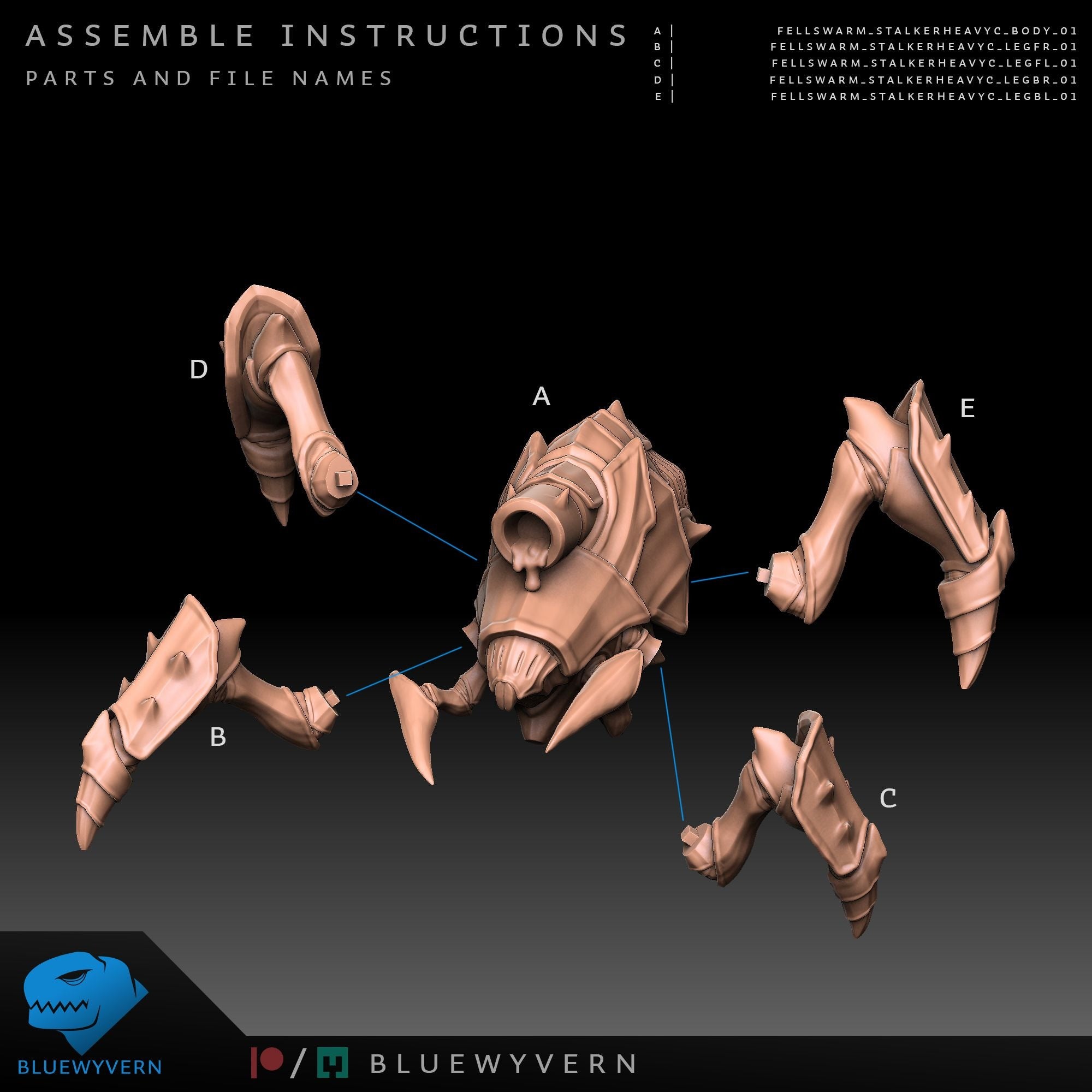 Heavy Stalker - Fellswarm - 3d Printed Miniature by Blue Wyvern