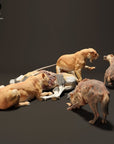 Lionesses vs Spotted Hyenas - 3d Printed 1:24 Scale Miniature by Animal Den