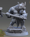 Brontius  Clubber - Fighting Philosophers of Corm (Rhinofolk) - 3d Printed Miniature sculpted by Daybreak Miniatures