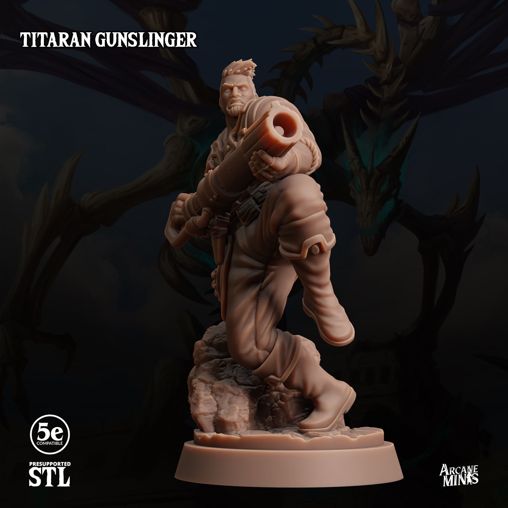 Titaran Gunslinger - Tomb of Extinction - 3d Printed Miniature by Arcane Minis