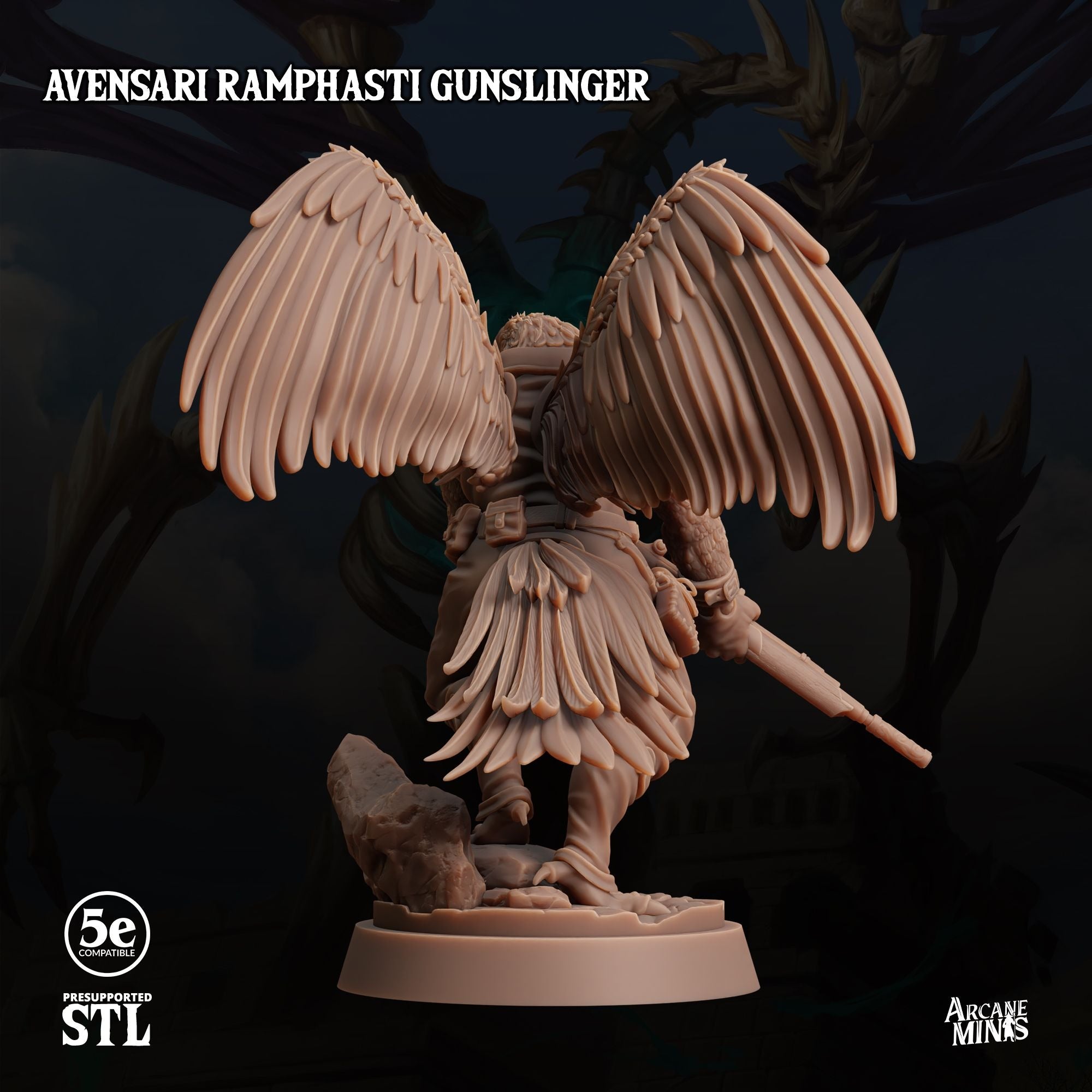 Avensarii Ramphasti Gunslinger - Tomb of Extinction - 3d Printed Miniature by Arcane Minis