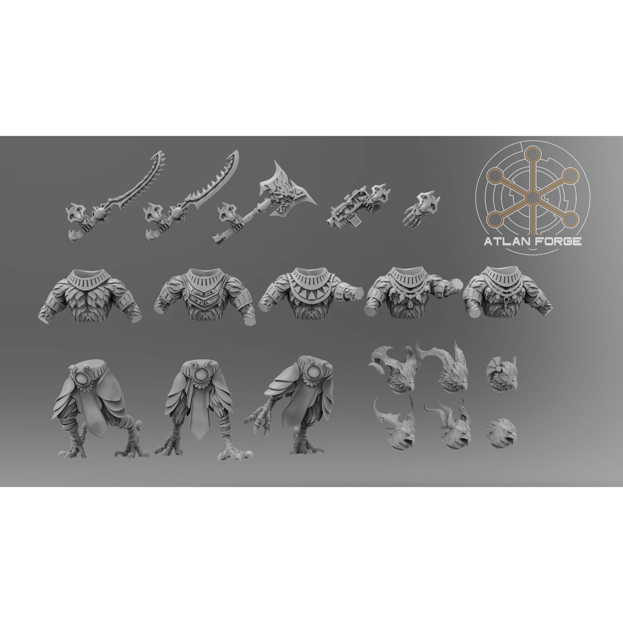 Avian Berserkers - 5 Model Modular Unit 3d Printed Sculpted by Atlan Forge