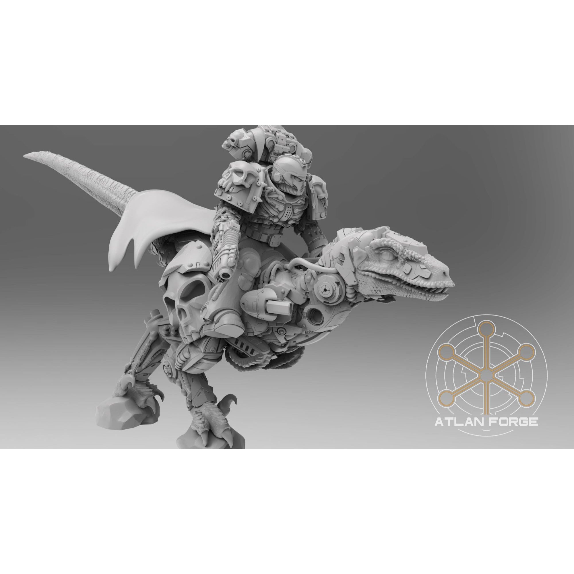 Cyber Velociraptor Riders - 3 Model Modular Unit 3d Printed Miniature by Atlan Forge