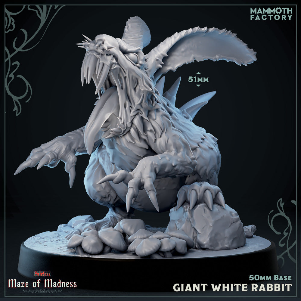 a statue of a giant white rabbit with wings