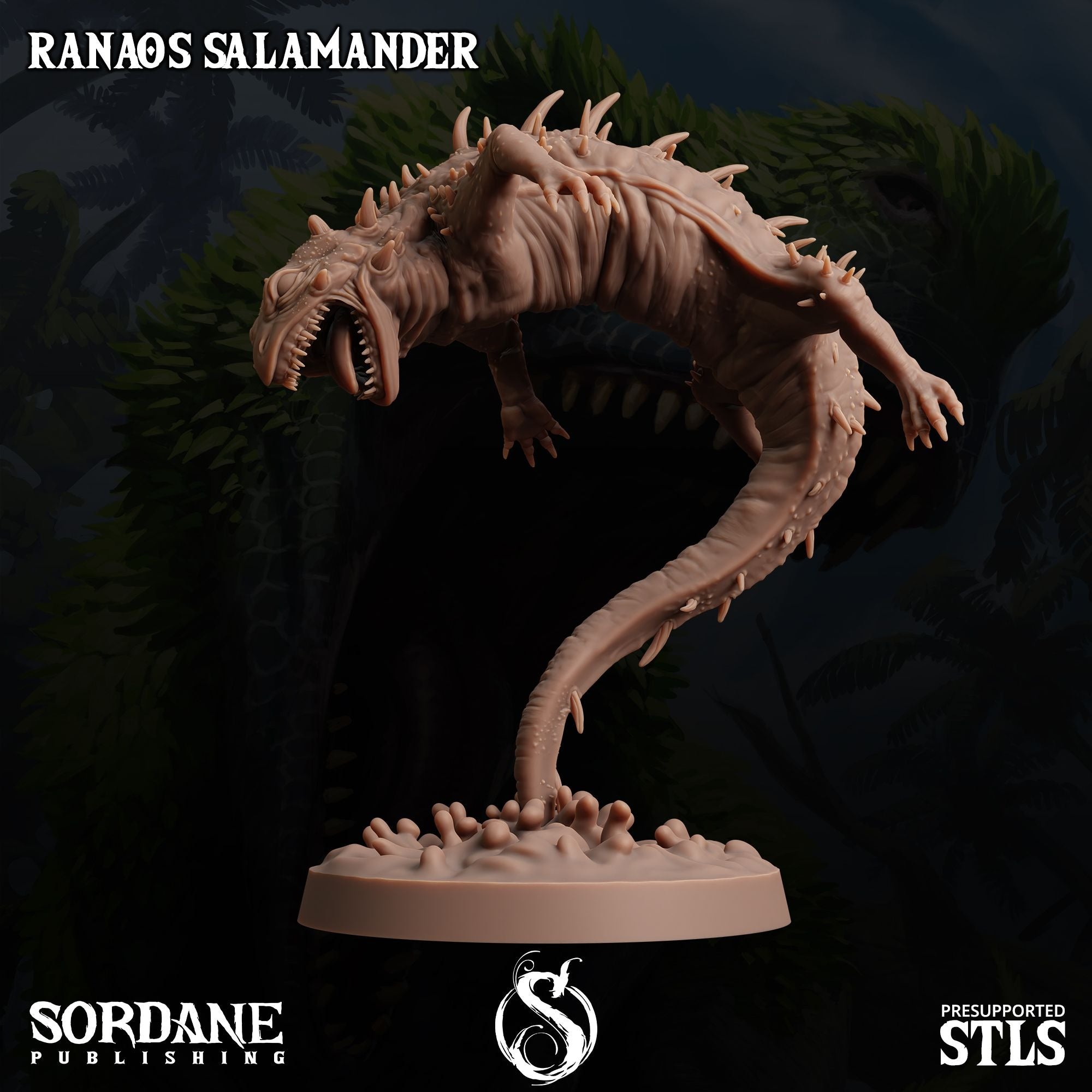 Ranaos Salamander - Dino Domination - 3d Printed Miniature Sculpted by Sordane Publishing