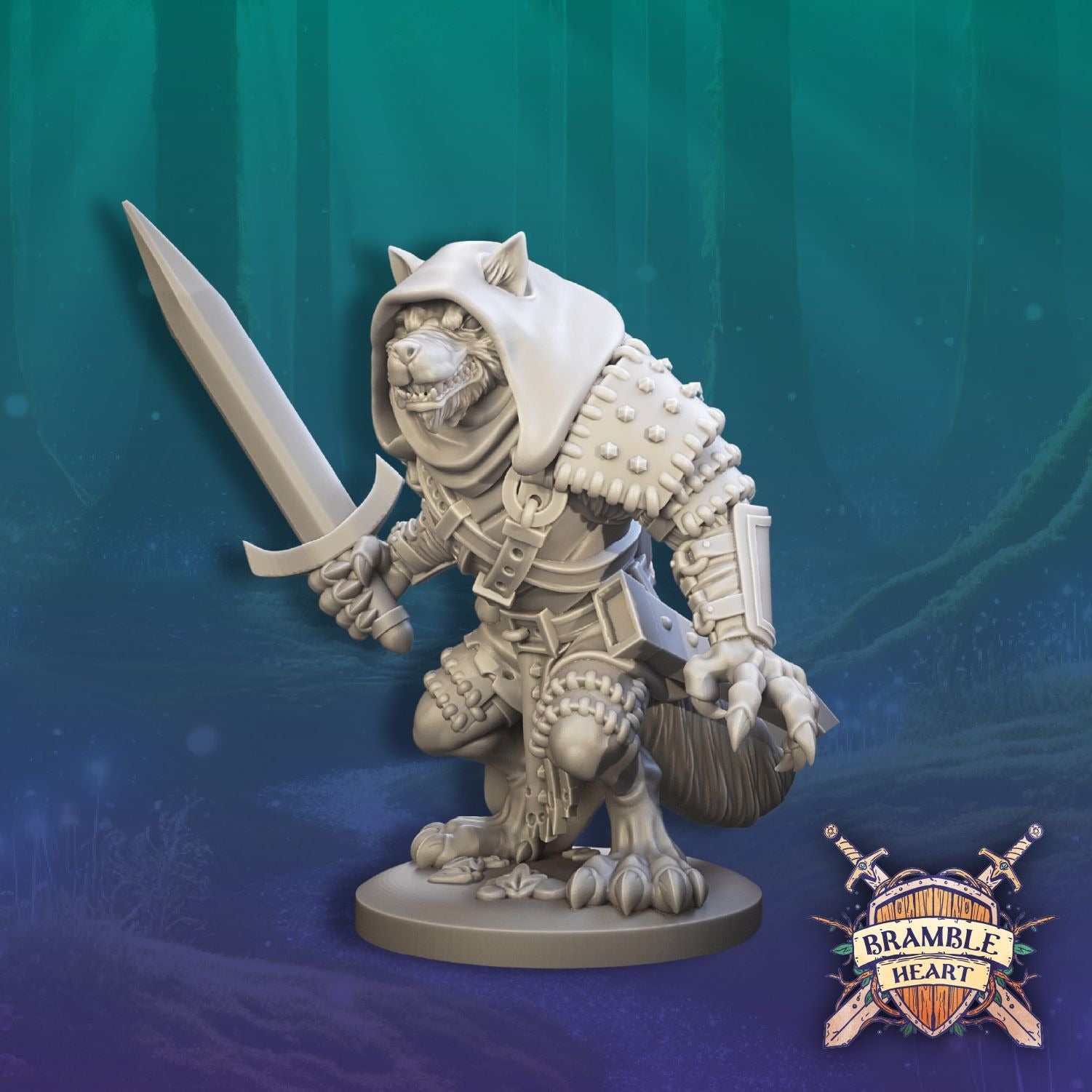 Dire Wolf Bandits - Brambleheart - 3d Printed Miniature sculpted by Kraken Games Lab