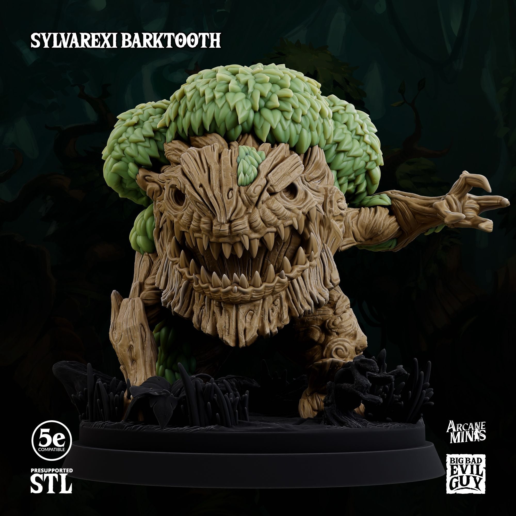 Sylvarexi Barktooth - 3d Printed Miniature Sculpted by Big Bad Evil Guys