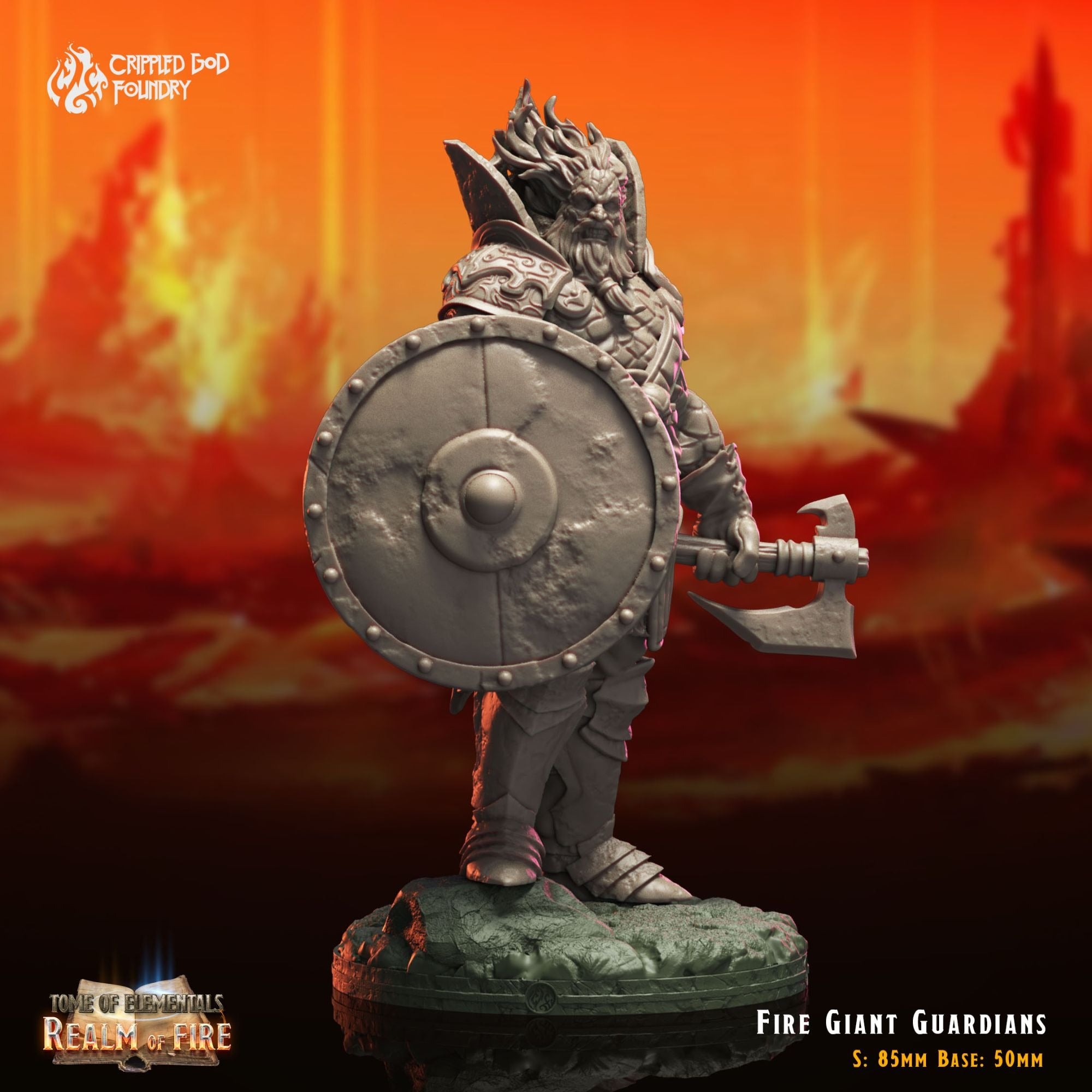 Fire Giant Guardians - 3d Printed Miniature Sculpted by Crippled God Foundry