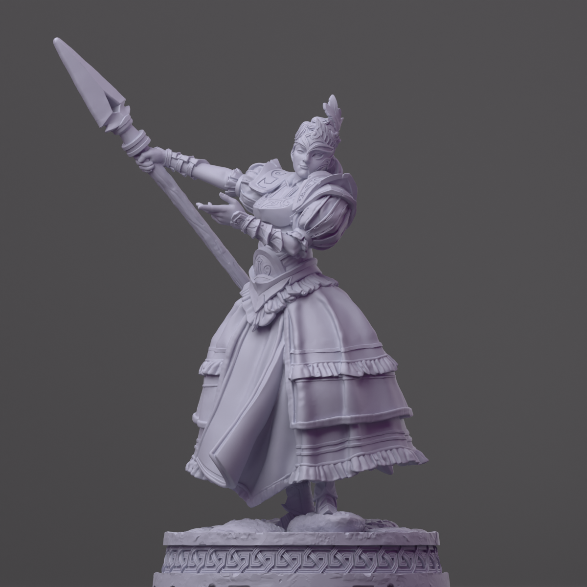 a statue of a woman with a sword