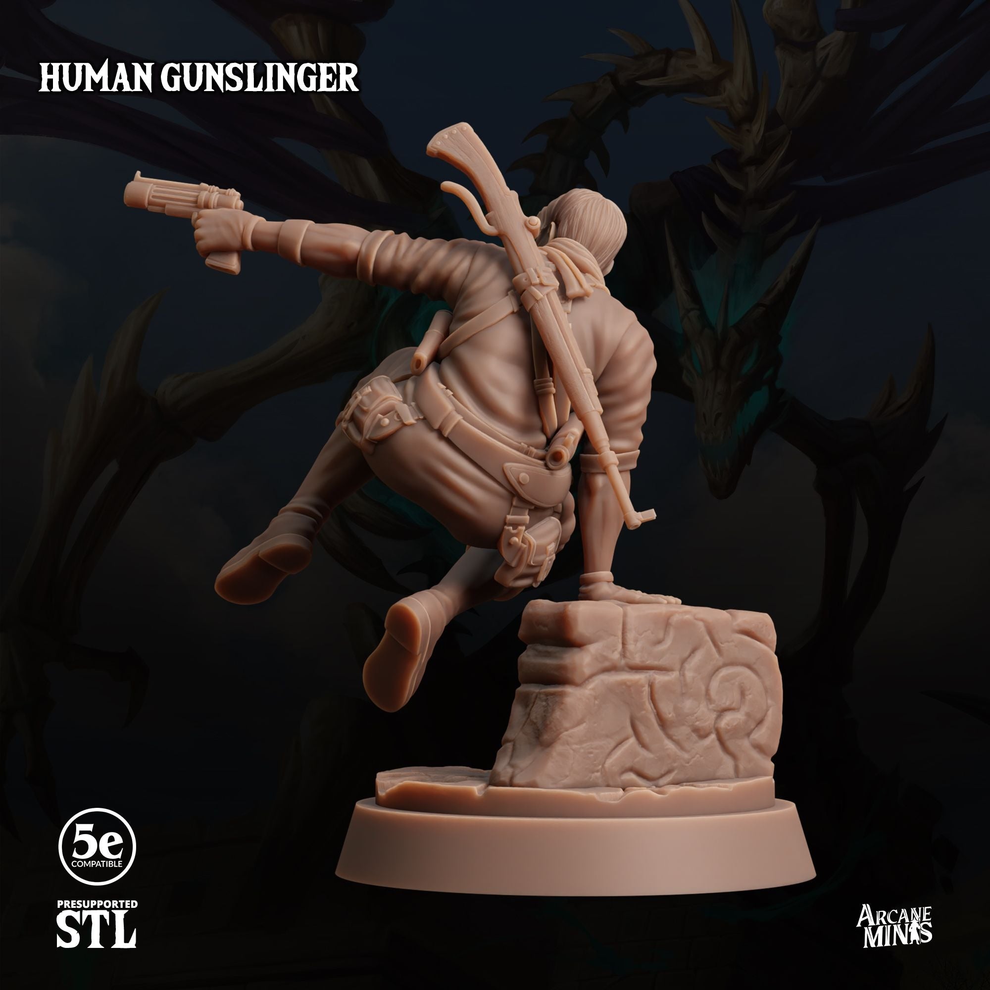 Human Gunslinger - Tomb of Extinction - 3d Printed Miniature by Arcane Minis