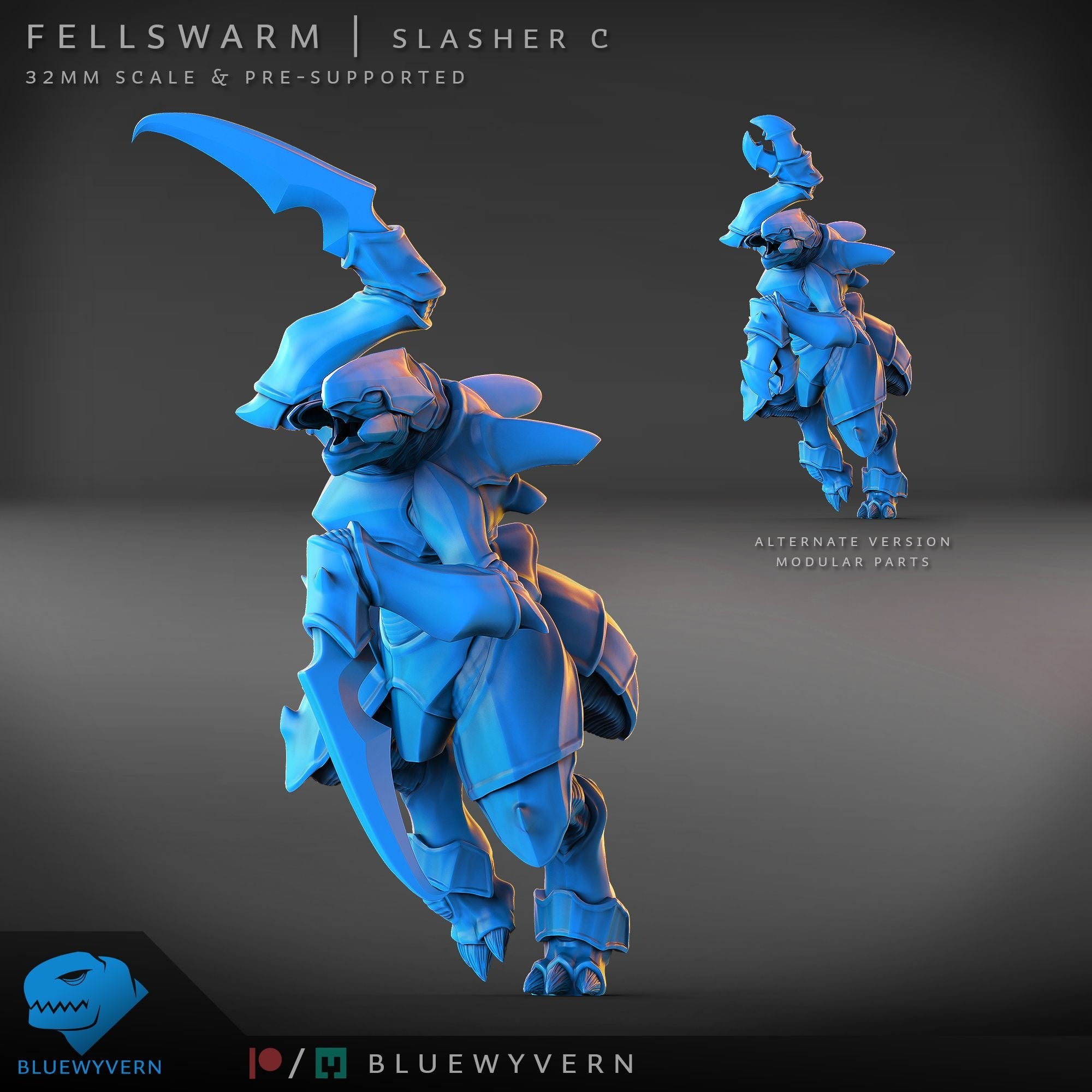 Slasher - Fellswarm - 3d Printed Miniature by Blue Wyvern