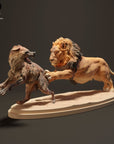 Lion Hunting a Spotted Hyena - 3d Printed 1:24 Scale Miniature by Animal Den