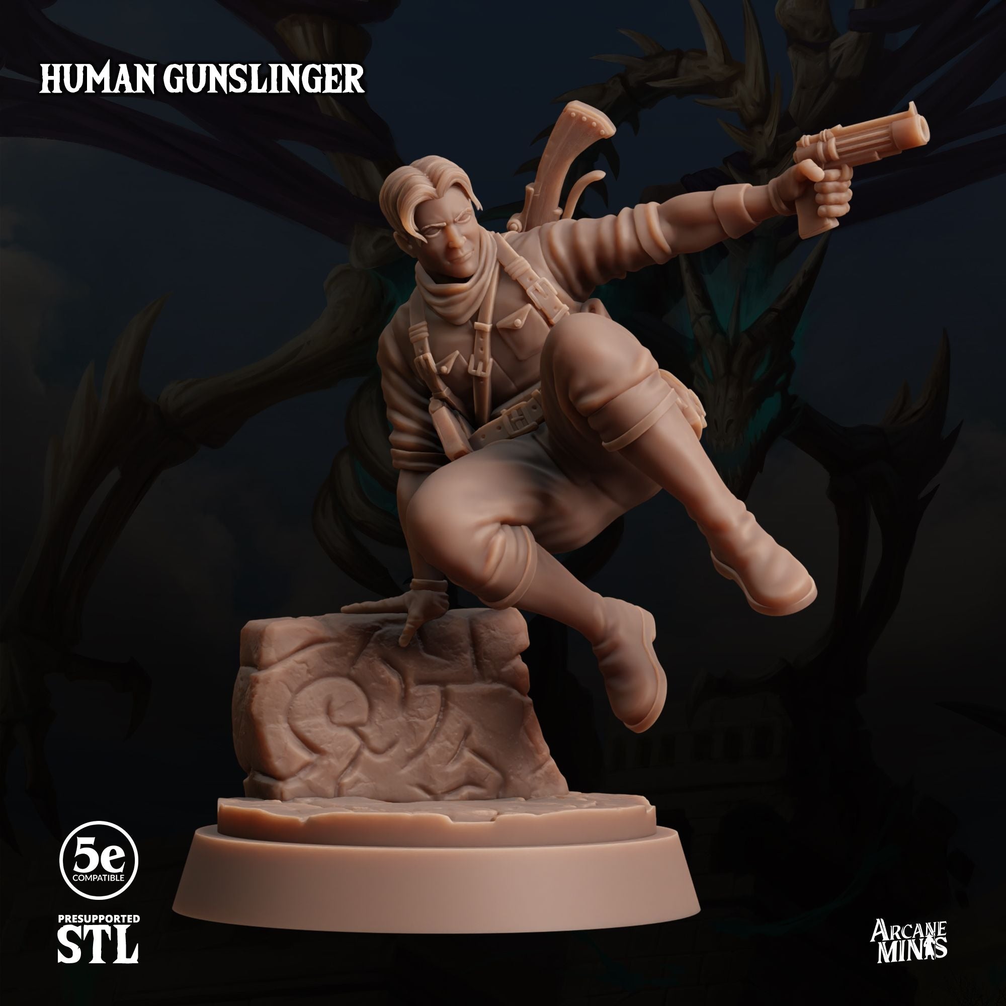 Human Gunslinger - Tomb of Extinction - 3d Printed Miniature by Arcane Minis