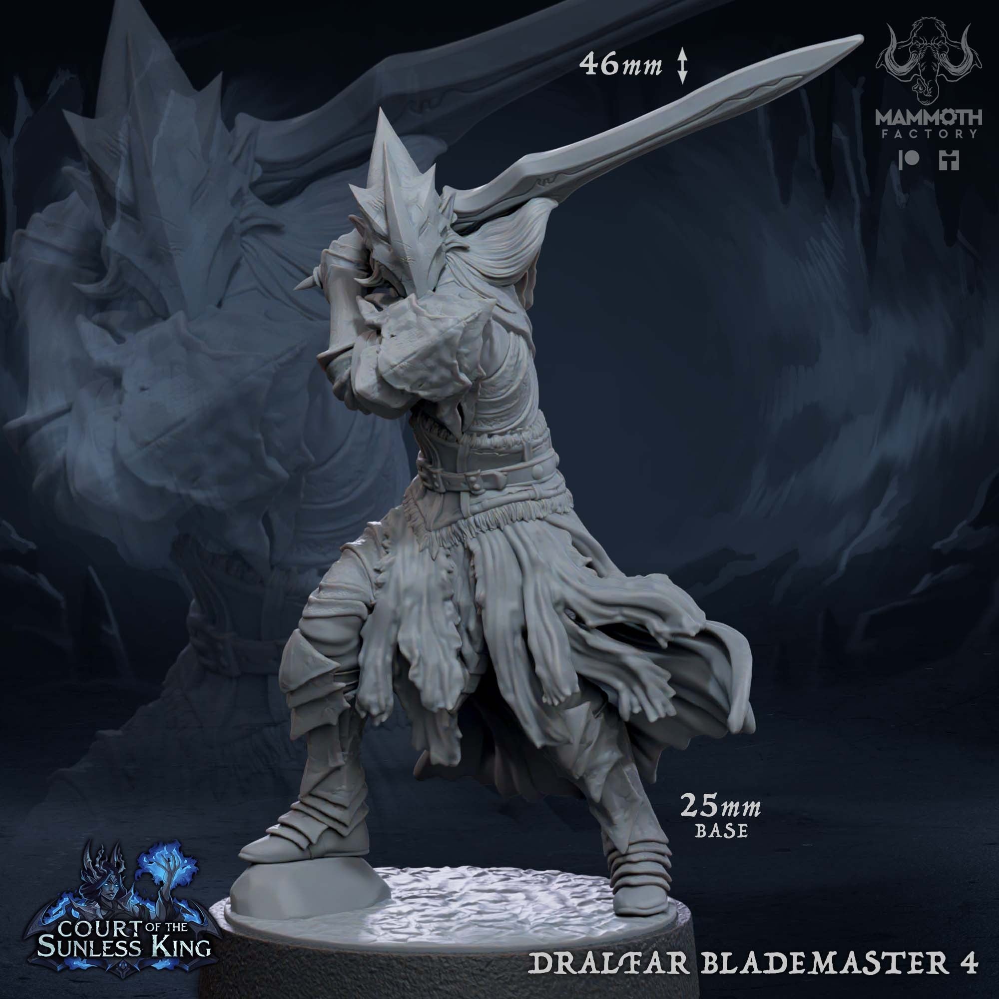 Dralfar Blademaster - 3d Printed Miniature by Mammoth Factory