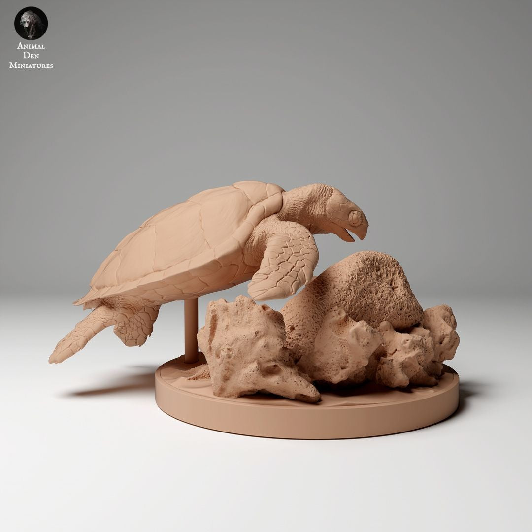 Hawksbill Sea Turtle - 3d Printed 1:16 Scale Miniature by Animal Den