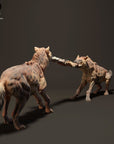 Spotted Hyenas Fighting Over Food - 3d Printed 1:24 Scale Miniature by Animal Den