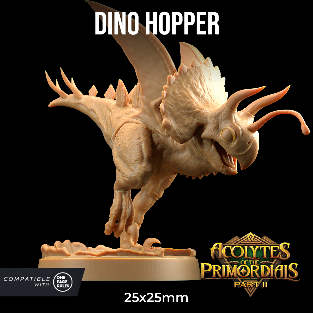 The image is a figurine of a dinosaur, specifically a Triceratops, which is a type of dinosaur. The figurine is depicted in a dynamic pose, with its wings spread wide and its head turned to the side. The figurine is set against a black background, making it stand out prominently. The image is described as a "COMPATIBLE WITH" and "25x25mm" size, indicating that it is a model that can be easily scaled to 25x25mm in size.