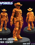 Dead Eye Trevor, Cyber Cowboy - 3d Printed Miniature Sculpted by Papsikels Miniatures