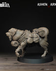 a statue of a dog that is on a table