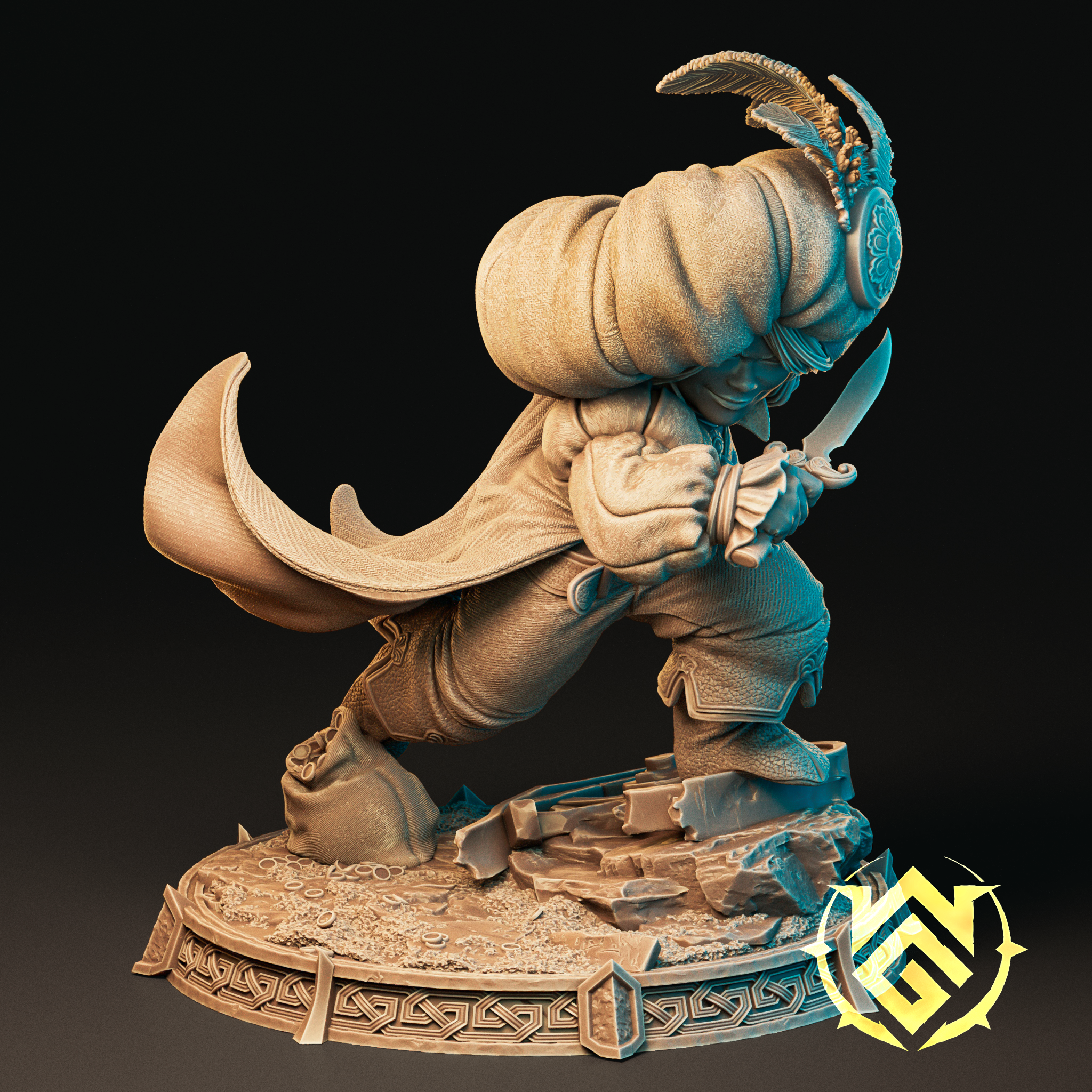 a statue of an elephant with a sword